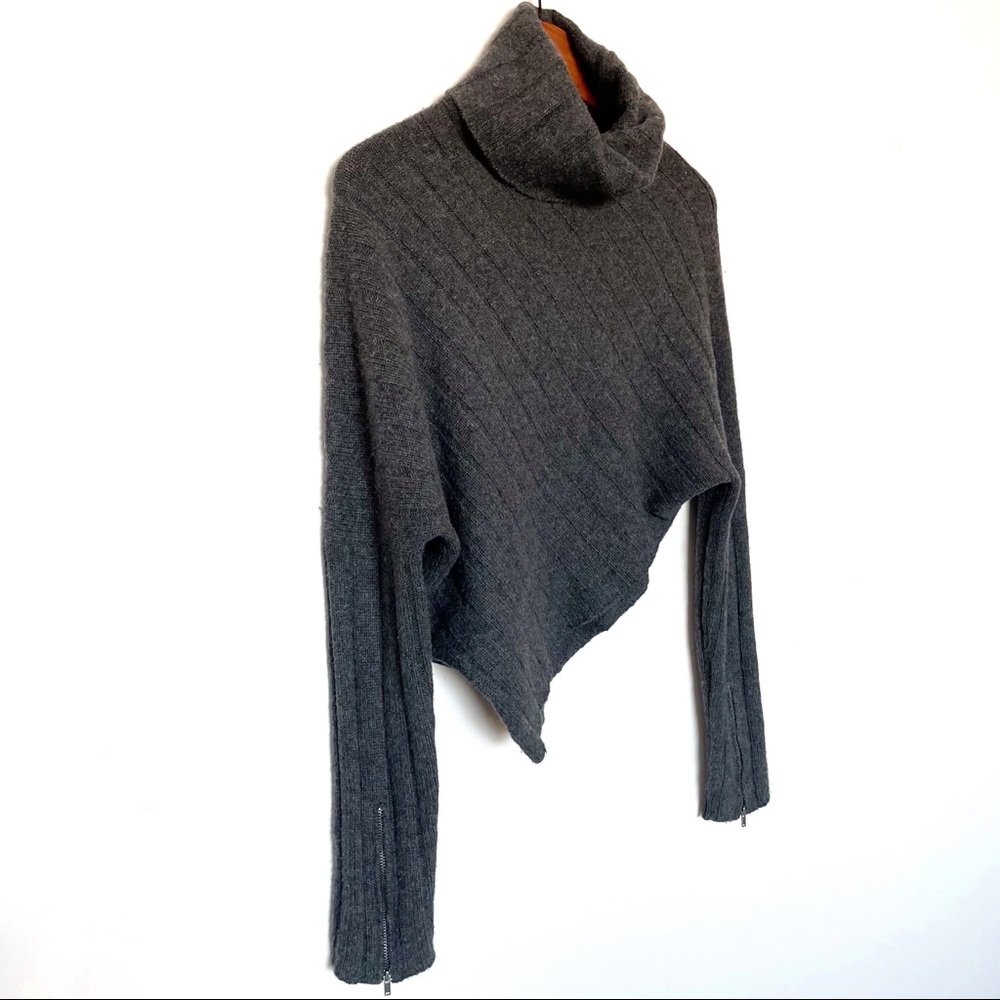 ALICE + OLIVIA Crop Ribbed Asymmetrical Turtleneck - Picture 2 of 5